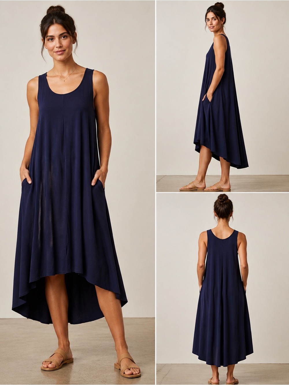 Athleta Women’s Navy Sleeveless Dress with Pockets Petite M